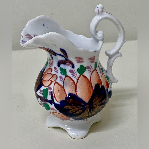 19th Century Antique Gaudy Welsh Grape Pattern Miniature Scalloped Footed Jug - Picture 7 of 16